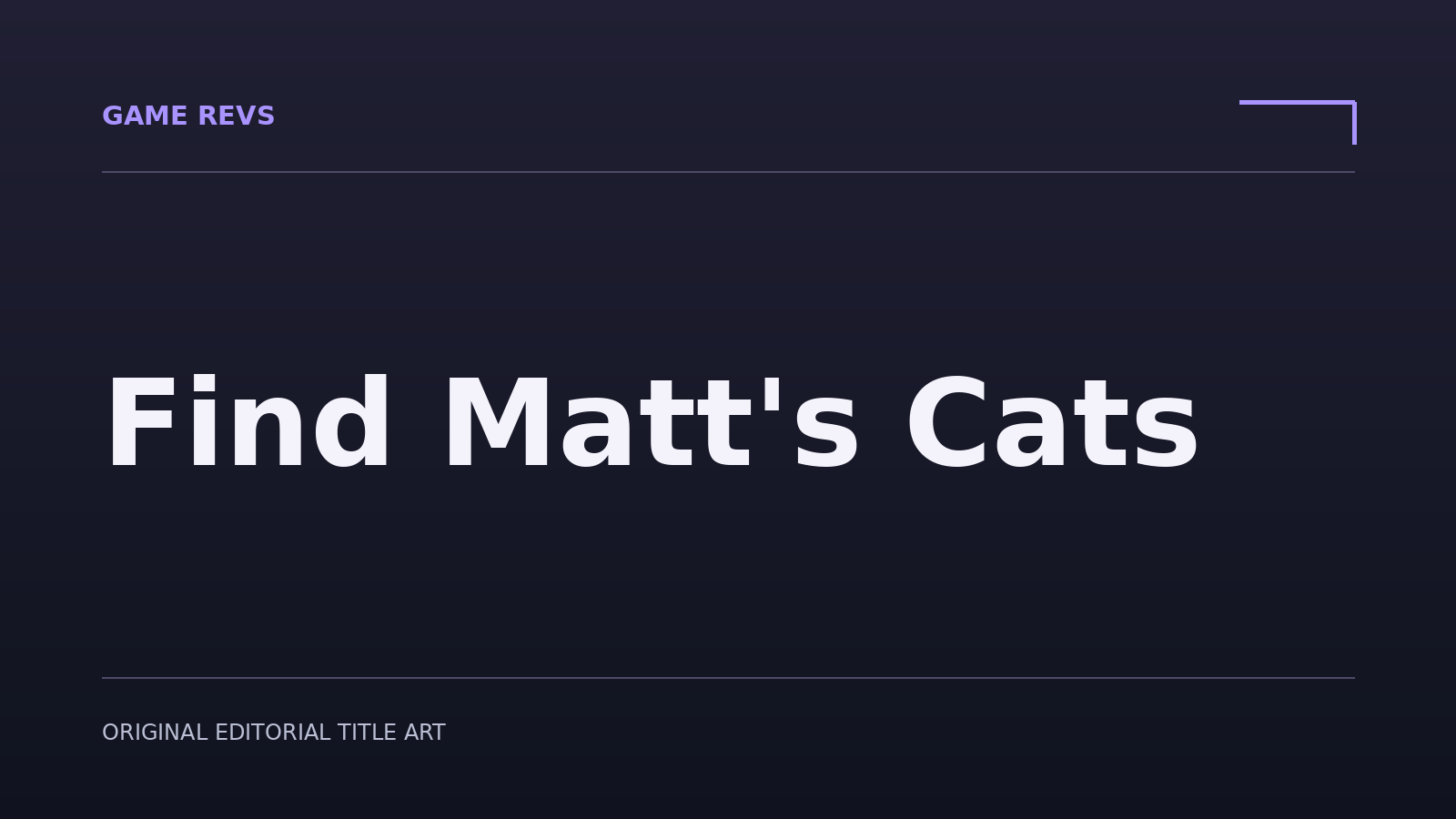 Find Matt's Cats — original editorial title artwork; not official game artwork