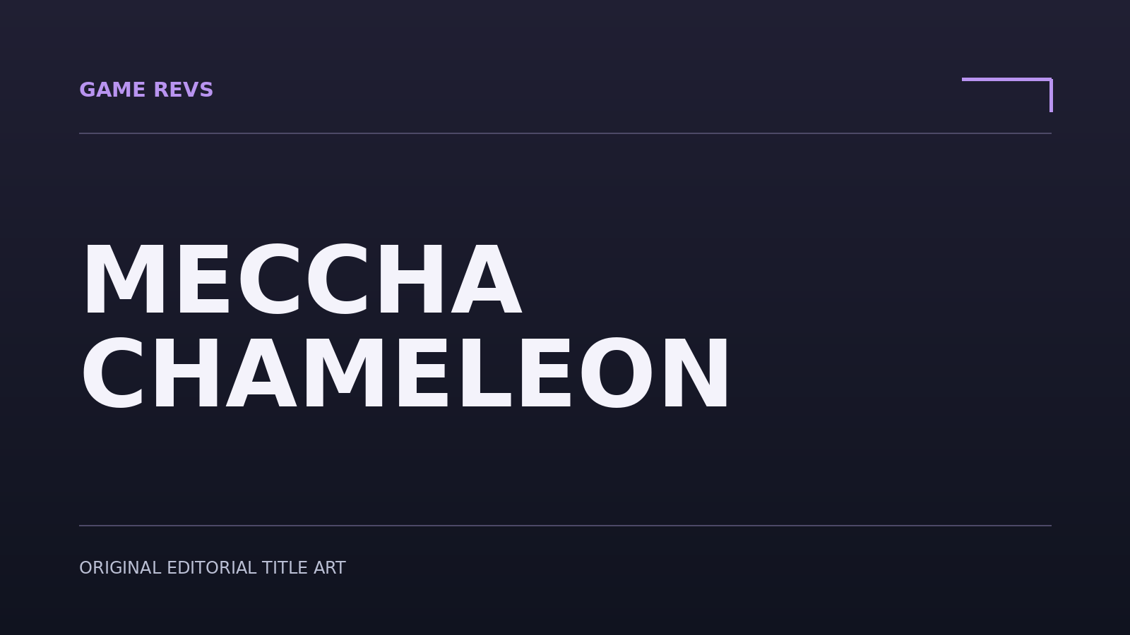 MECCHA CHAMELEON — original editorial title artwork; not official game artwork